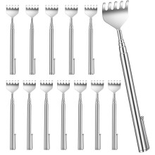 12 Pcs Stainless Steel Telescopic Back Scratcher with Pocket Clip, Extendable Reach for Adults