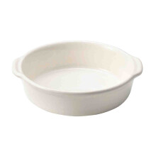 Ceramic Gratin Dish Round White 6.3 Inch Oven and Microwave Safe Japanese Heat Resistant