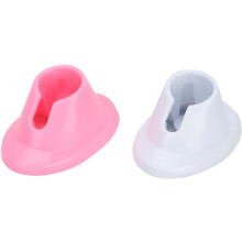 2Pcs Pink and White Soft Rubber Nail Polish Bottle Holder Set with AntiSpill Grip for Manicure