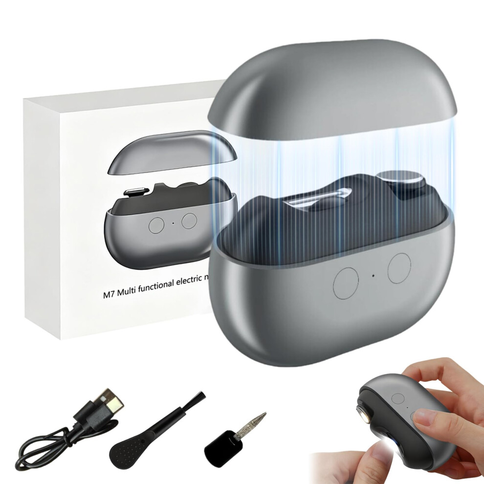 Electric Nail Clipper With Led 3In1 Rechargeable Trimmer And Polisher For Seniors And Kids Light