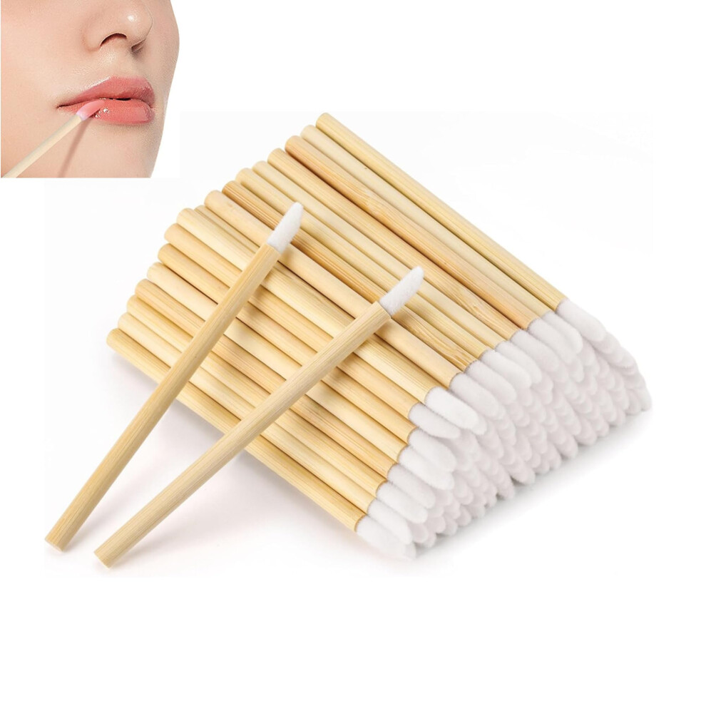 Disposable Bamboo Lip Brush with Soft Angled Bristles for Precise Lipstick Application