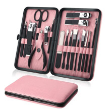 Professional 18 PCS Stainless Steel Manicure Set with Nail Clippers and Pedicure Tools, Black