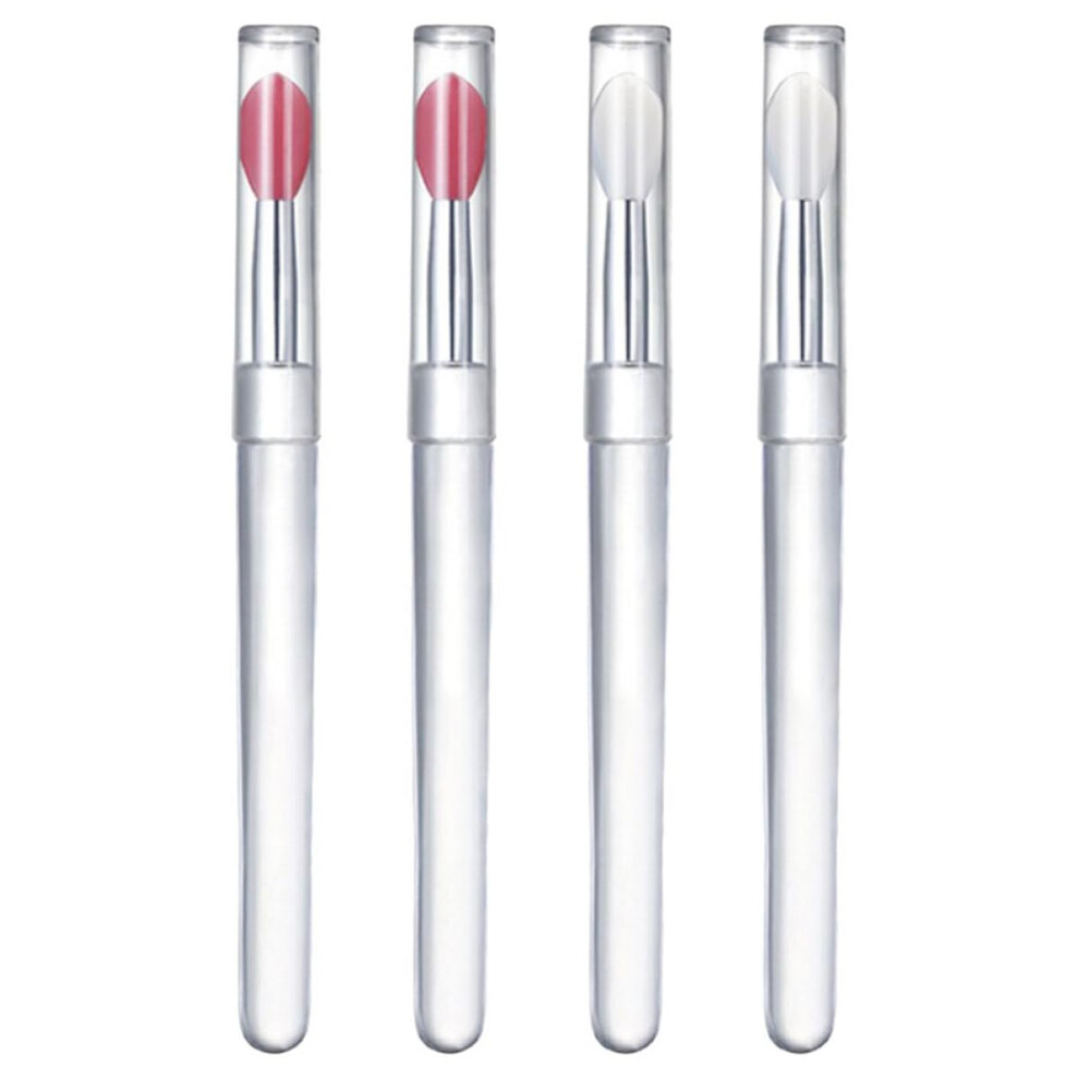 4Pcs Silicone Lip Brush with Lid for Precise Lip Color and Gloss Application Reusable Makeup Tool
