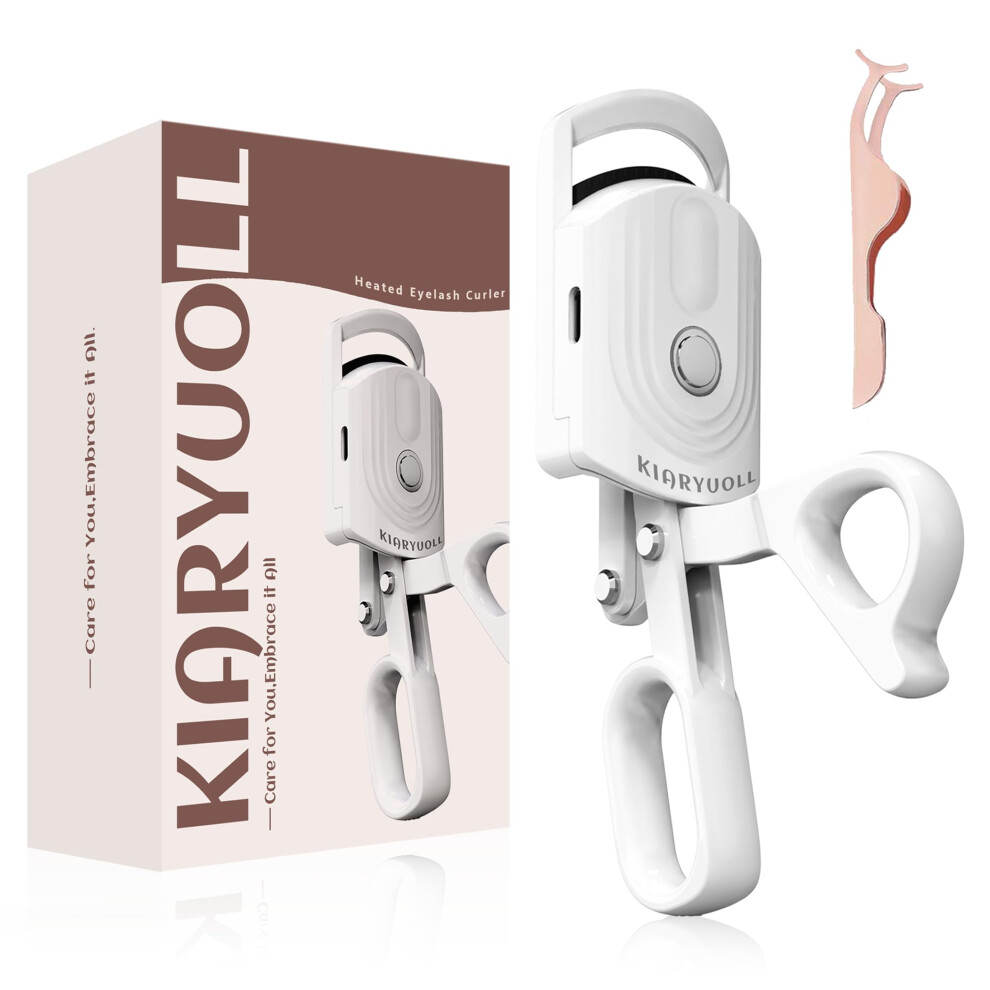 White Heated Eyelash Curler Usb Typec Rechargeable With 3 Heat Modes And Quick 10S Heating