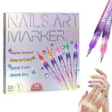 12 Colors 3D Nail Art Pen Set with Precision Ink Control for DIY Manicure and Creative Designs