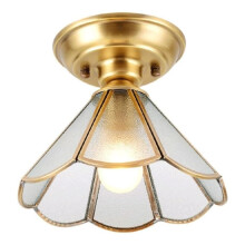 Modern Nordic Brass Glass Ceiling Light Fixture, SemiRecessed E26/E27, ThreeColor Dimmable for Kitchen Island Bedroom