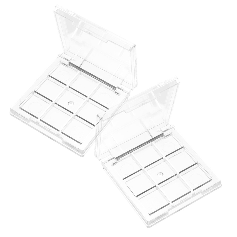 Cream 2Pcs Empty Eyeshadow Palette Travel Makeup Organizer With Refillable Trays For Highlighter And Lipstick