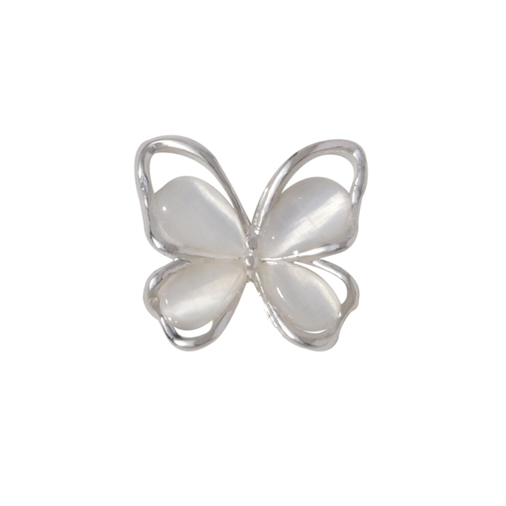 Silver 3D Butterfly Nail Charms With Crystals Cat Eye Rhinestones For Acrylic And Gel Nails