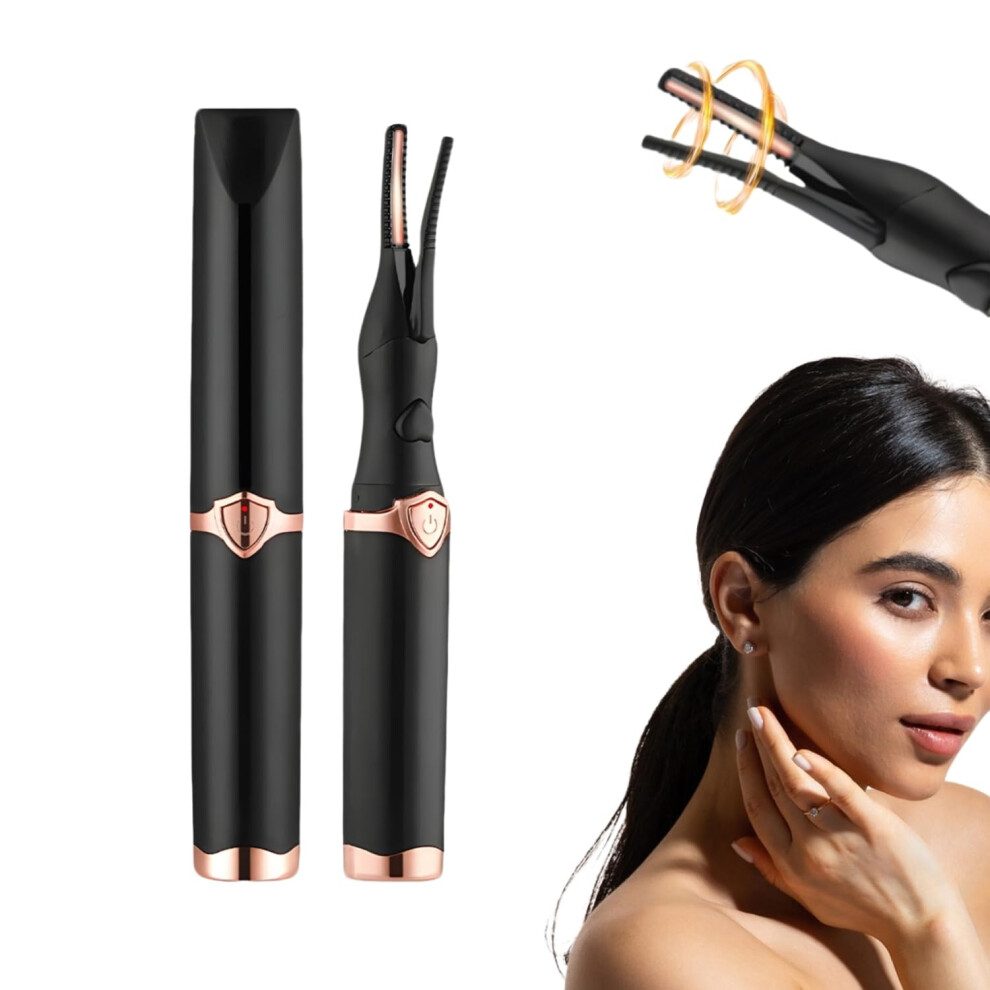 Black Usb Rechargeable Heated Eyelash Curler With 3 Heat Modes For Longlasting Curl,
