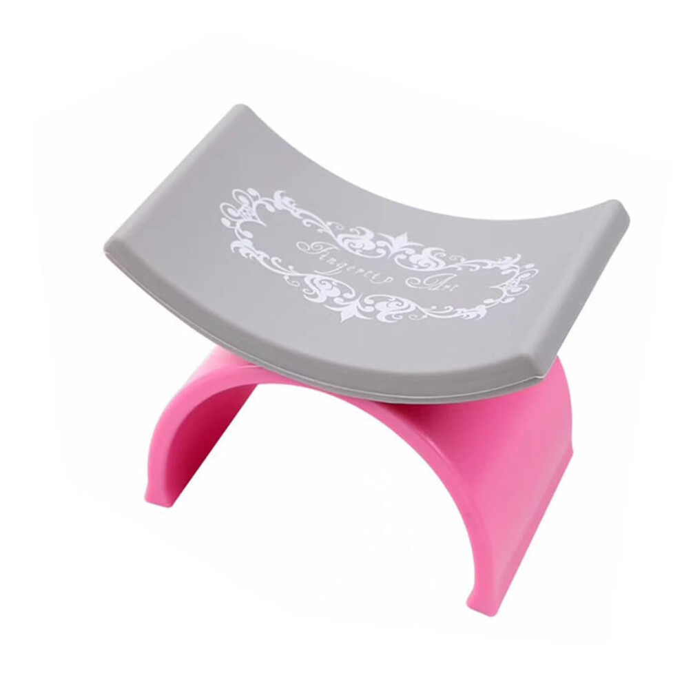 Pink Manicure Arm Rest Ushape Silicone Nail Hand Pillow With Nonslip Waterproof Mat