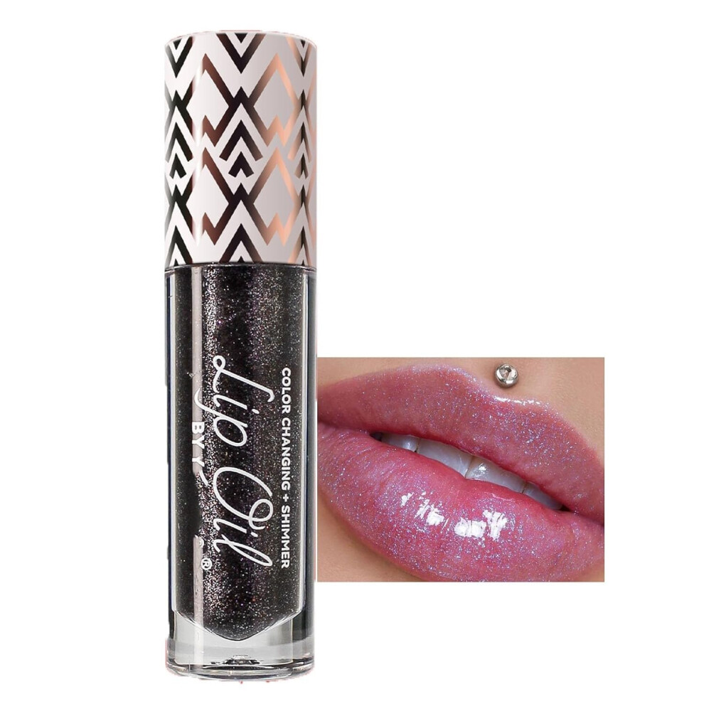 Black Glitter Lip Gloss and Diamond Lipstick, Temperature Color Changing, Hydrating Shine, 1pcs