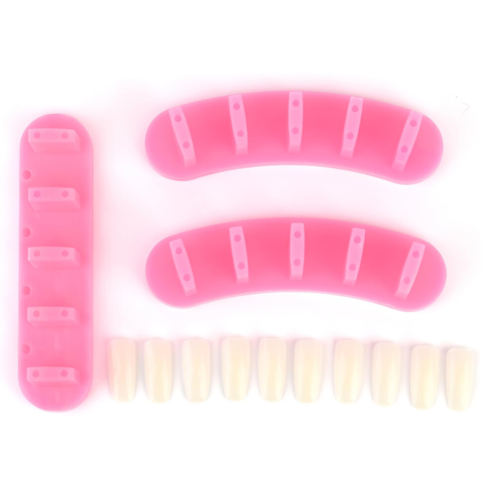 3pcs False Nail Display Stand with 10 False Tips for Gel Polish Practice Nail Art Training Rose