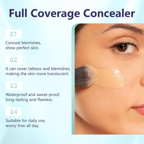 2Pcs Waterproof Full Coverage Concealer and LongLasting CC Cream Foundation Hydrating 80ml 2