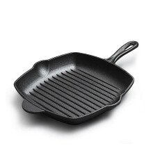 Non Stick Cast Iron Frying Pan with Deep Lines for Steak and Vegetables, All Hob Compatible