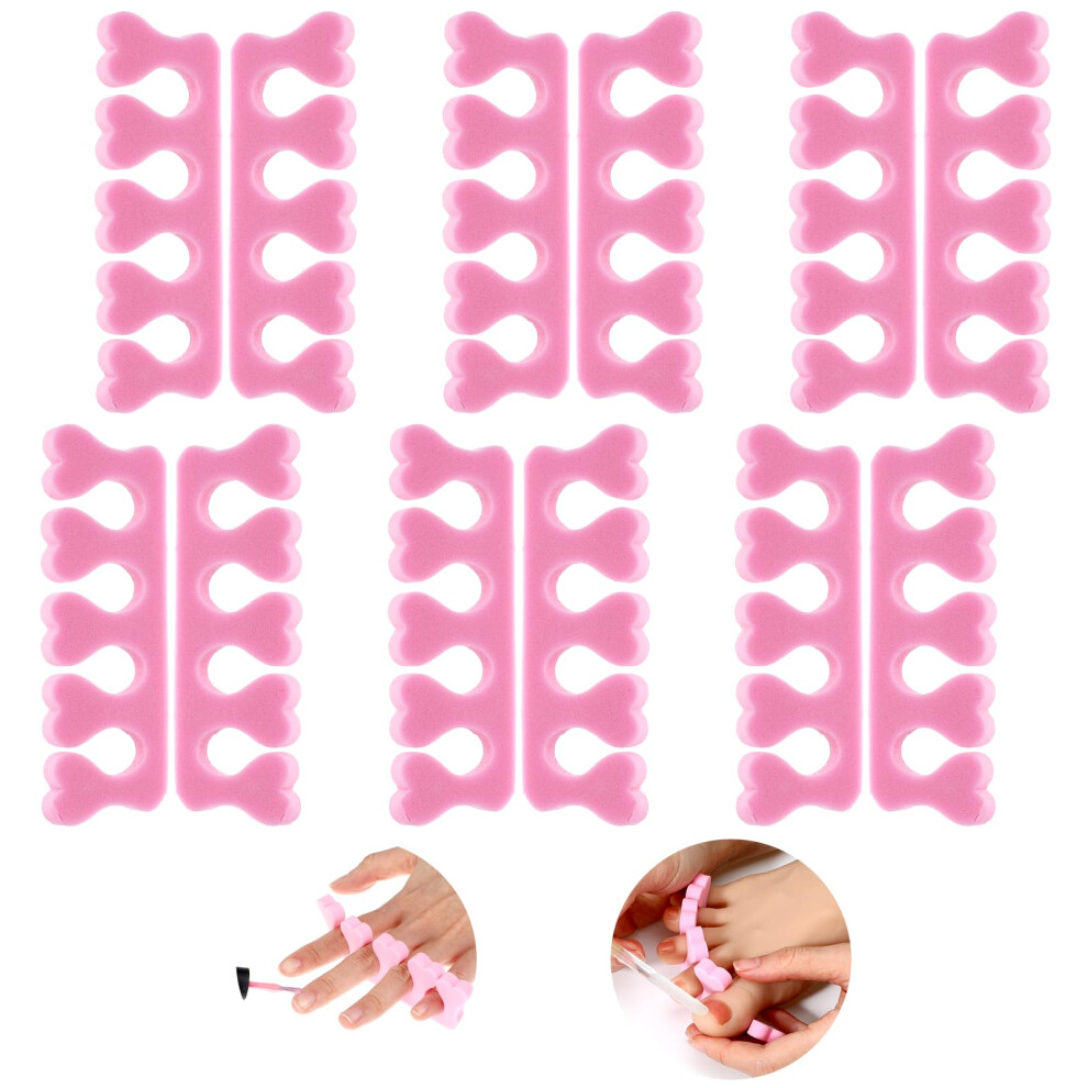 12 Pcs HeartShaped Foam Toe Separators for Pedicure, Soft Comfortable Fit for Women Nail Art