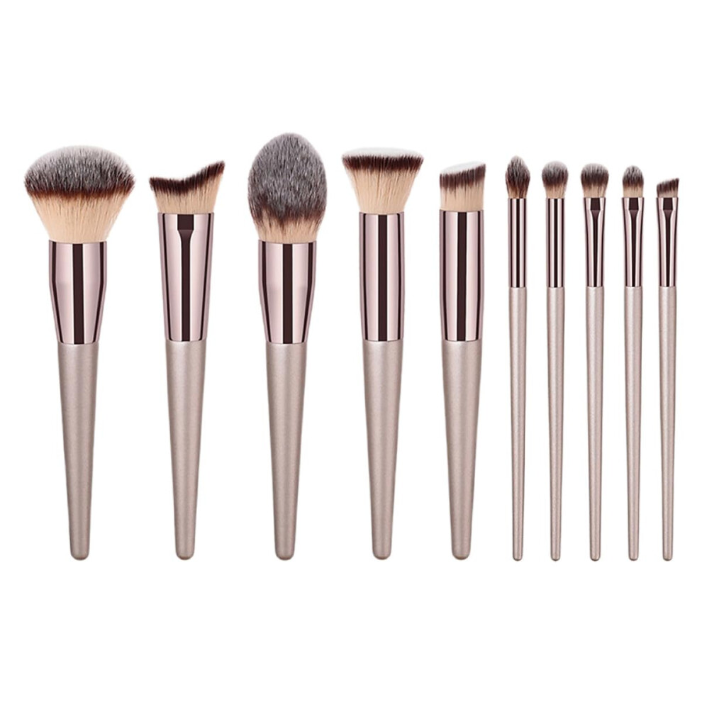 10 Piece Professional Makeup Brush Set with Soft Dense Bristles for Flawless Foundation and Eye Makeup