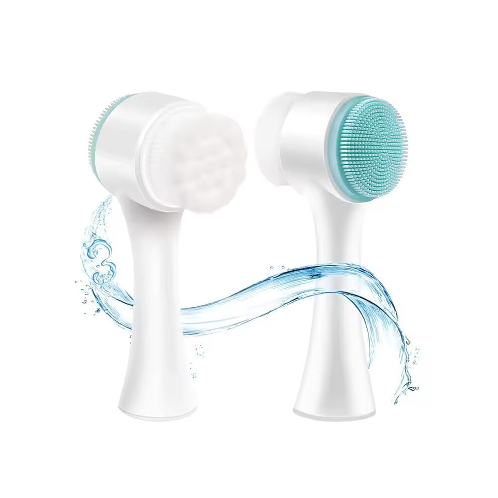 DualSided Facial Cleansing Brush with Silicone and Nylon Bristles for Gentle Exfoliation and Deep Pore Cleaning