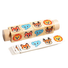 Wooden Animal Matching Puzzle for Kids, Rotating Wooden Block Game for Cognitive Development and Travel