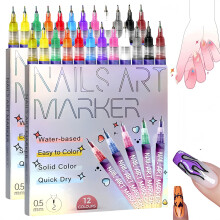 Nail Art Pens Set 24pcs Waterproof QuickDry Ink Fine Tip for Gel Nails and Acrylic 3D Designs