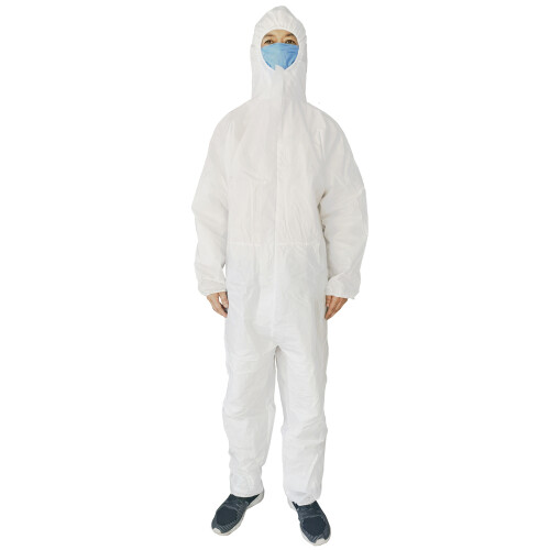 Υλικό πολυπροπυλενίου μίας χρήσης Hazmat κοστούμι με ελαστικές μανσέτες και μέση