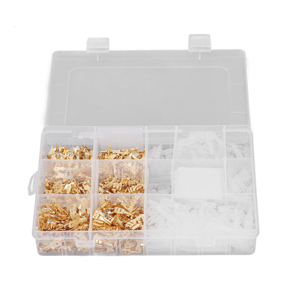 Wire Spade Connector Kit Brass Crimp Terminals With Insulating Sleeves Anti Corrosion Flame Retardant Quick Splice Bullet Connectors Storage Box 9432746078752