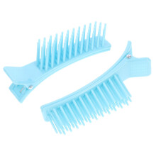 Hair Sectioning Clips with Comb 2pcs Blue 2 in 1 for Salon Cutting Styling and Coloring