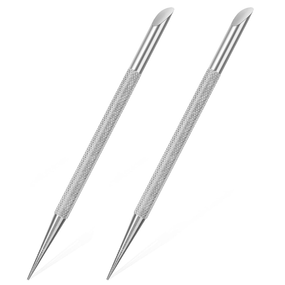 2Pcs Stainless Steel Cuticle Pusher Dual End Nail Cuticle Remover for Manicure and Pedicure