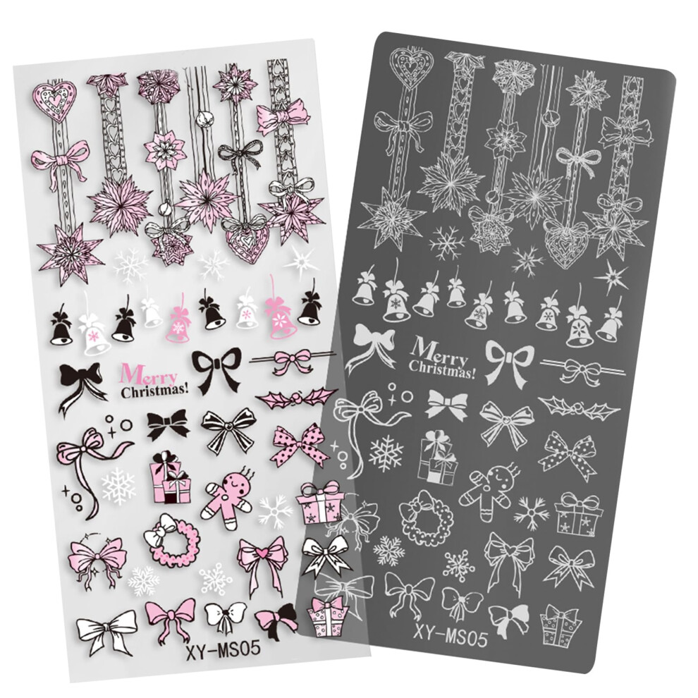Christmas Nail Stamping Plates Snowflake and Deer Winter Holiday Nail Art Stencils MS05