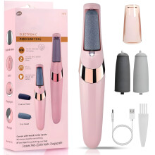 Electric Foot Callus Remover with Dual Speed and Two Heads, Rechargeable Pedicure Tool Pink