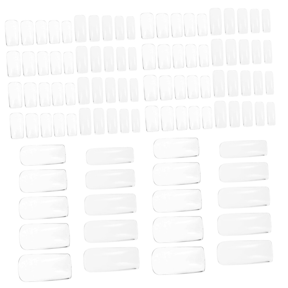 500pcs Clear Full Cover Fake Nails Press On Tips Durable Design Multiple Sizes for Home Manicure