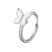 Adjustable Unisex Fidget Spinner Ring with Crystal Flower Bee Butterfly Charms for Anxiety Relief