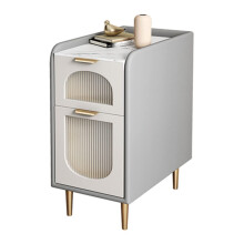 Modern Wood and Glass Bedside Table with Hidden Storage for Bedroom, Living Room or Dorm