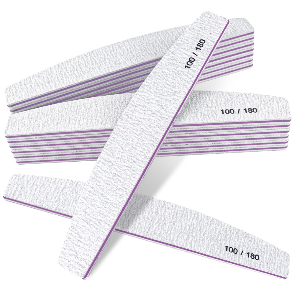 Grey 15Pcs Nail Files 100/180 Grit Dualsided Emery Boards For Acrylic And Natural Nails