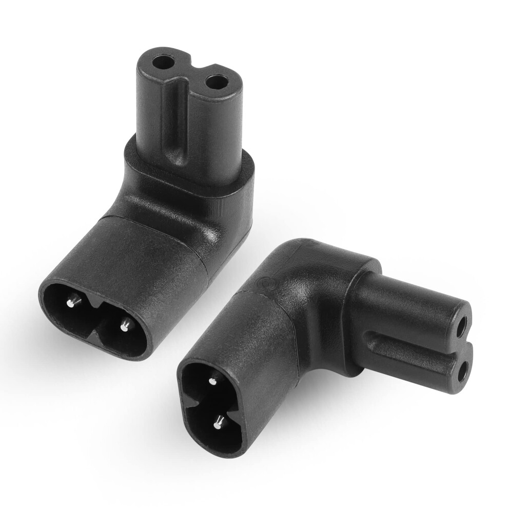 Iec 320 C7 To C8 Power Adapter 90 Degree Right Angle 250V 2.5A Figure 8 Connector 2Pack 9113335795969
