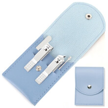 Nail Clipper Set with Sharp Precision Blades, Stainless Steel Manicure Kit in Portable Leather Case, 4Pcs Silvery