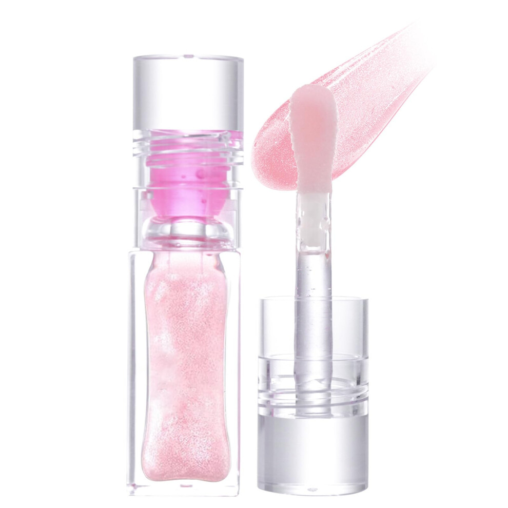 Hydrating Lip Glow Oil with Plumping Gloss Finish, Tinted Transparent Balm for Deep Moisture