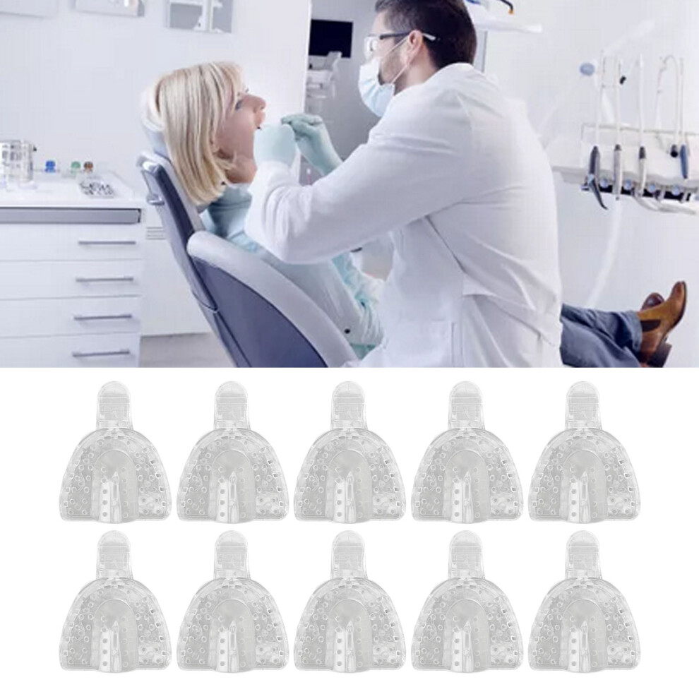 10pcs Transparent Perforated Dental Impression Trays for Upper Teeth