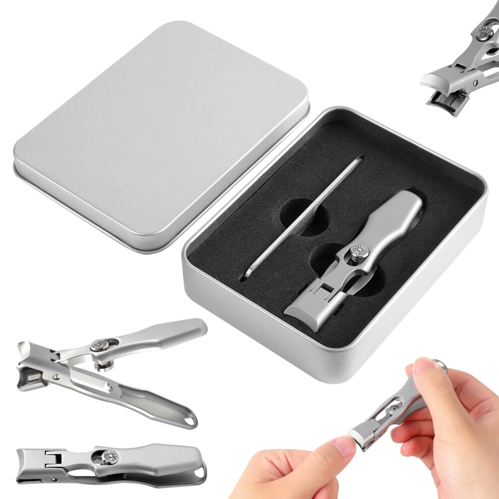Stainless Steel Nail Clippers with Large Opening and Catcher, Ultra Sharp Travel Size for Seniors