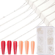 Silver Alloy Nail Art Chains 6 Stripes Durable Metal Chains for Manicures and DIY Crafts