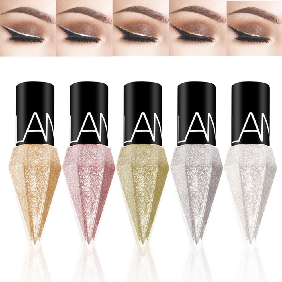 Glitter Eyeliner Set 5 Colors Waterproof Long Lasting  Pigment Sparkle Liquid Eyeliner