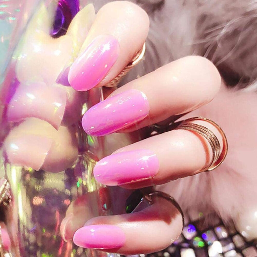 Pink False Nails Coffin Glitter Ballerina Set 24Pcs Salon Quality Durable Reusable Full Cover