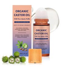 Organic Castor Oil Roller with Rose Quartz for Skin, Brows and Lashes, 1.7 fl oz Cold Pressed