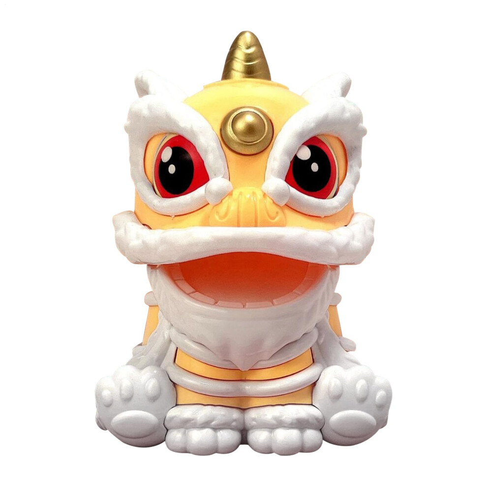 Solar Powered Car Ornament Lion Dance Dashboard Decoration With Lightactivated Motion, Yellow 9070919042621