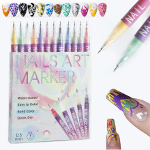 Nail Art Pens Set 12 Colors Quick Dry Nail Polish Markers Fine Tip for Kids and Adults DIY Designs