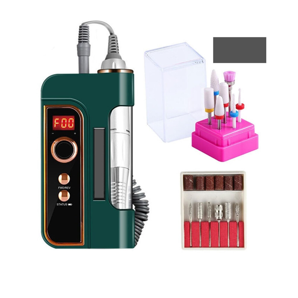Green Electric Nail Drill 35000 Rpm Rechargeable Low Noise For Acrylic Nails Manicure Pedicure Dh07