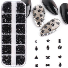 12 Grids MultiColor 3D Nail Art Rhinestones Set with Assorted Sizes Durable Resin Crystal Gems for DIY