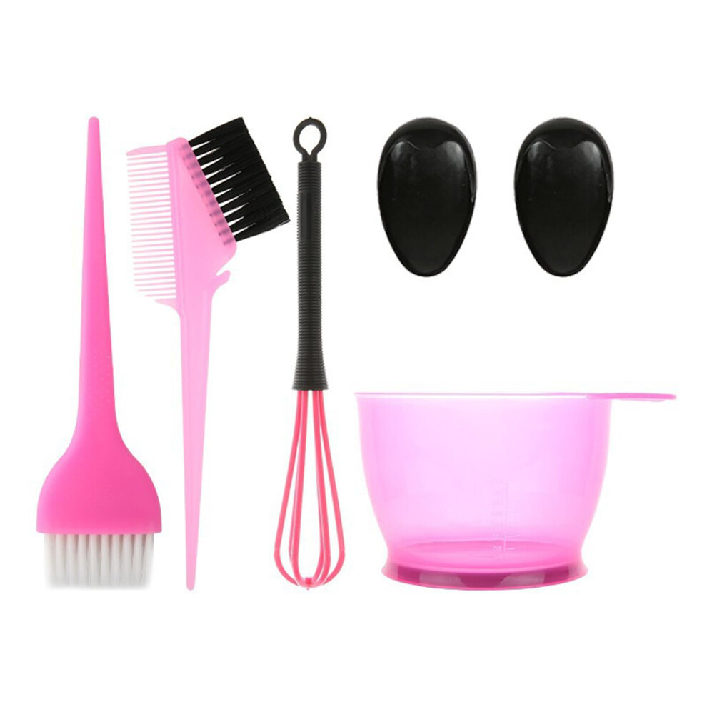 Pink Hair Coloring Kit 5Pcs Hair Dye Bowl And Brush Set Reusable Salon Tools For Smooth Application