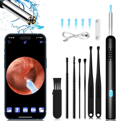 Ear Wax Removal Tool with 1080P Ear Camera, 7Piece Ear Cleaning Kit for Precise Visual Cleaning