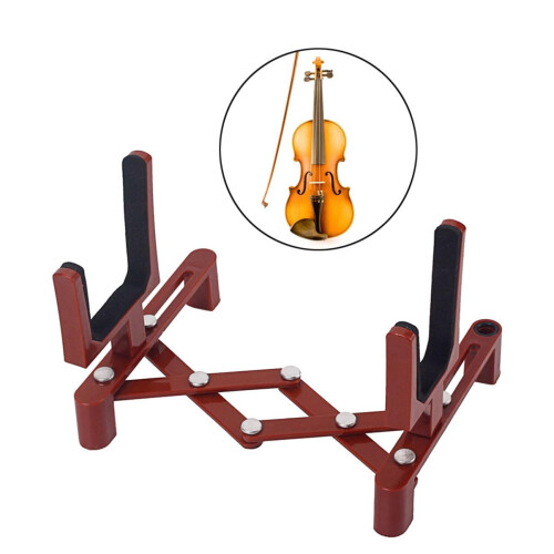 Foldable Violin Stand Lightweight Secure Instrument Placement for Travel and Display Dark Red 2
