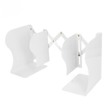 Large White Metal Retractable Bookends - Slim Desk Support